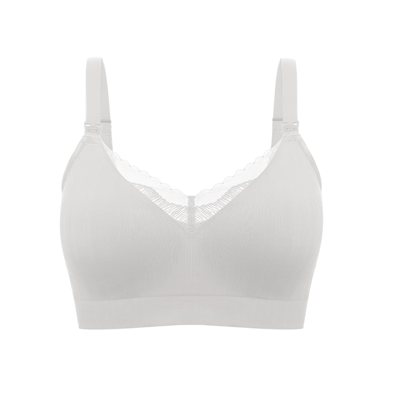 PurCotton Maternity Nursing Bra Seamless Soft Support Lace Bra L/C80 Mist Gray