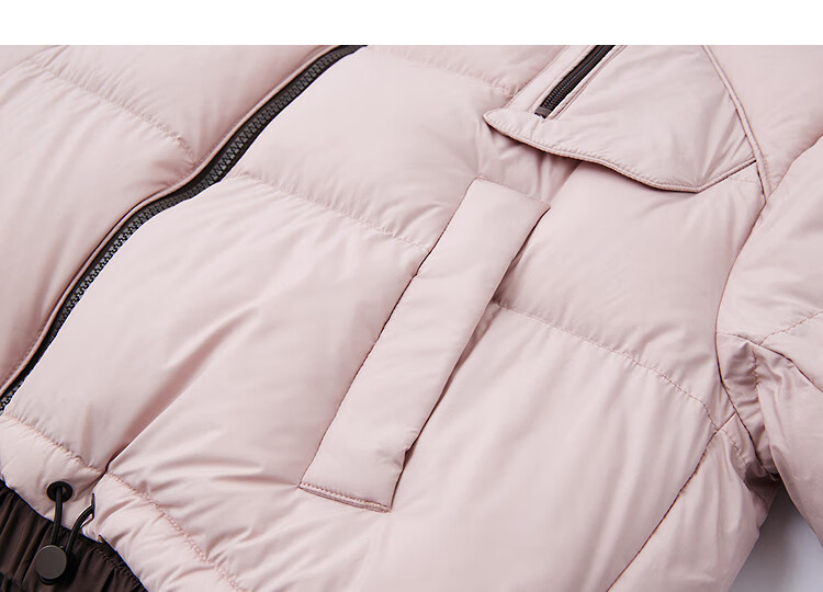 Dme [90% Duck Down] Winter Drawstring Contrasting Color Stand Collar Four-Layer Craftsmanship Checkered Lining Loose Women's Puffer down Jacket 4