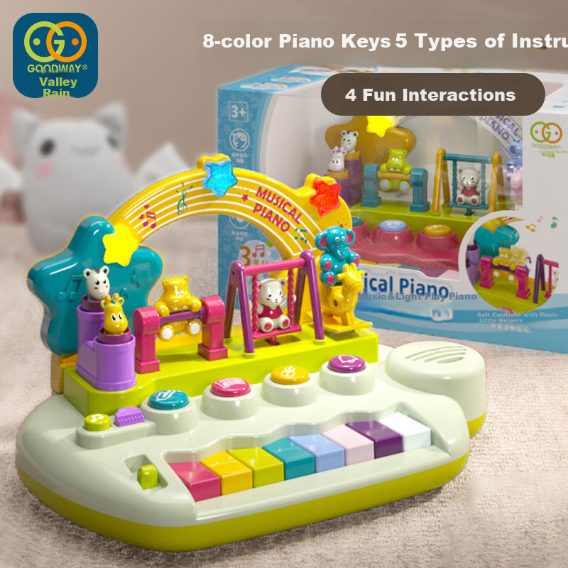 GOODWAY Electronic Keyboard Children's Toy for Ages 0-3, Musical Early Education Rainbow Piano with Soft Lights, Birthday Gift for Infants And Toddlers, Instrument Enlightenment Music Early Education Piano for Boys And Girls