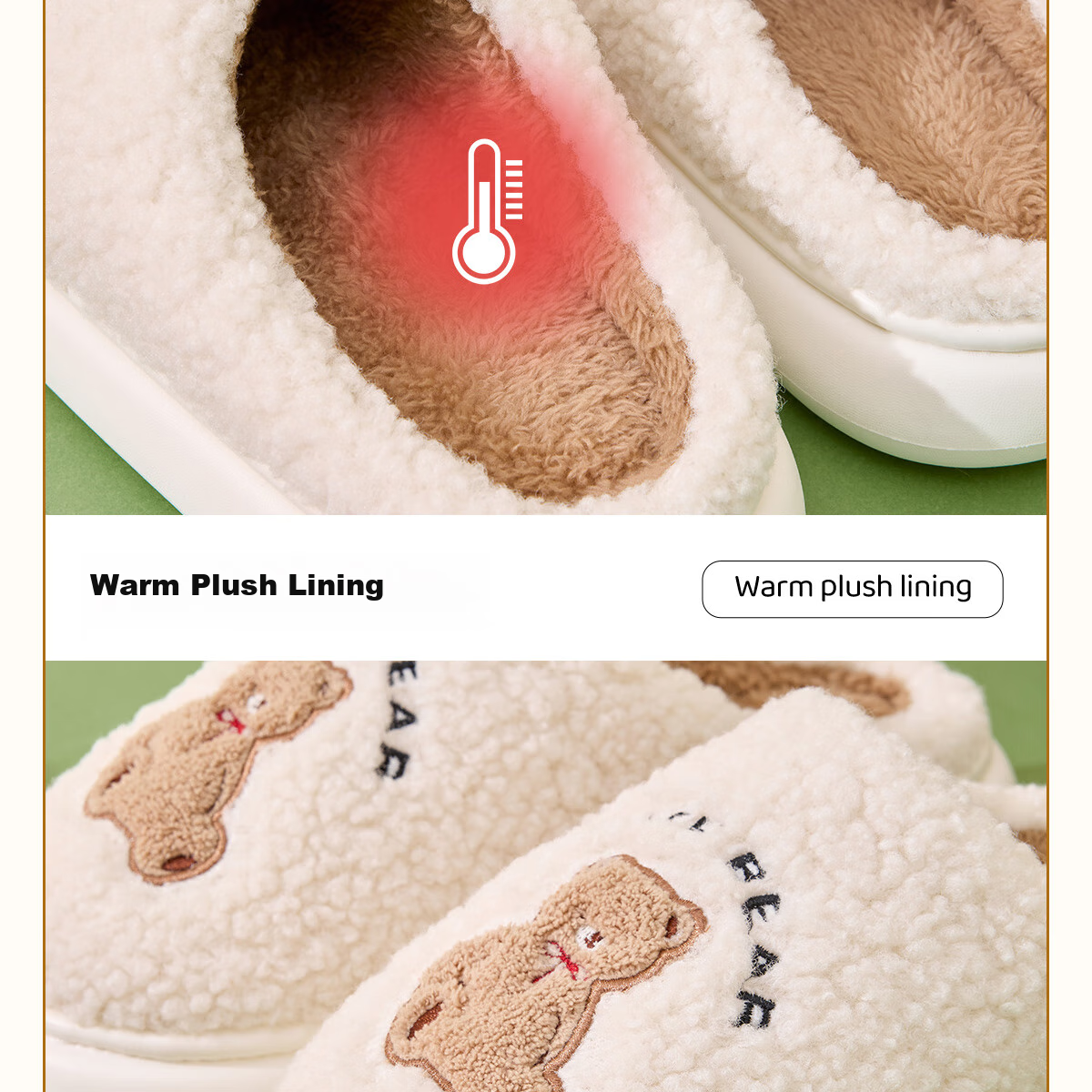 Grace Cute Cotton Slippers Women's Autumn and Winter Indoor Home Thickened Warm Anti-Slip Thick Bottom Slippers Women Winter 12