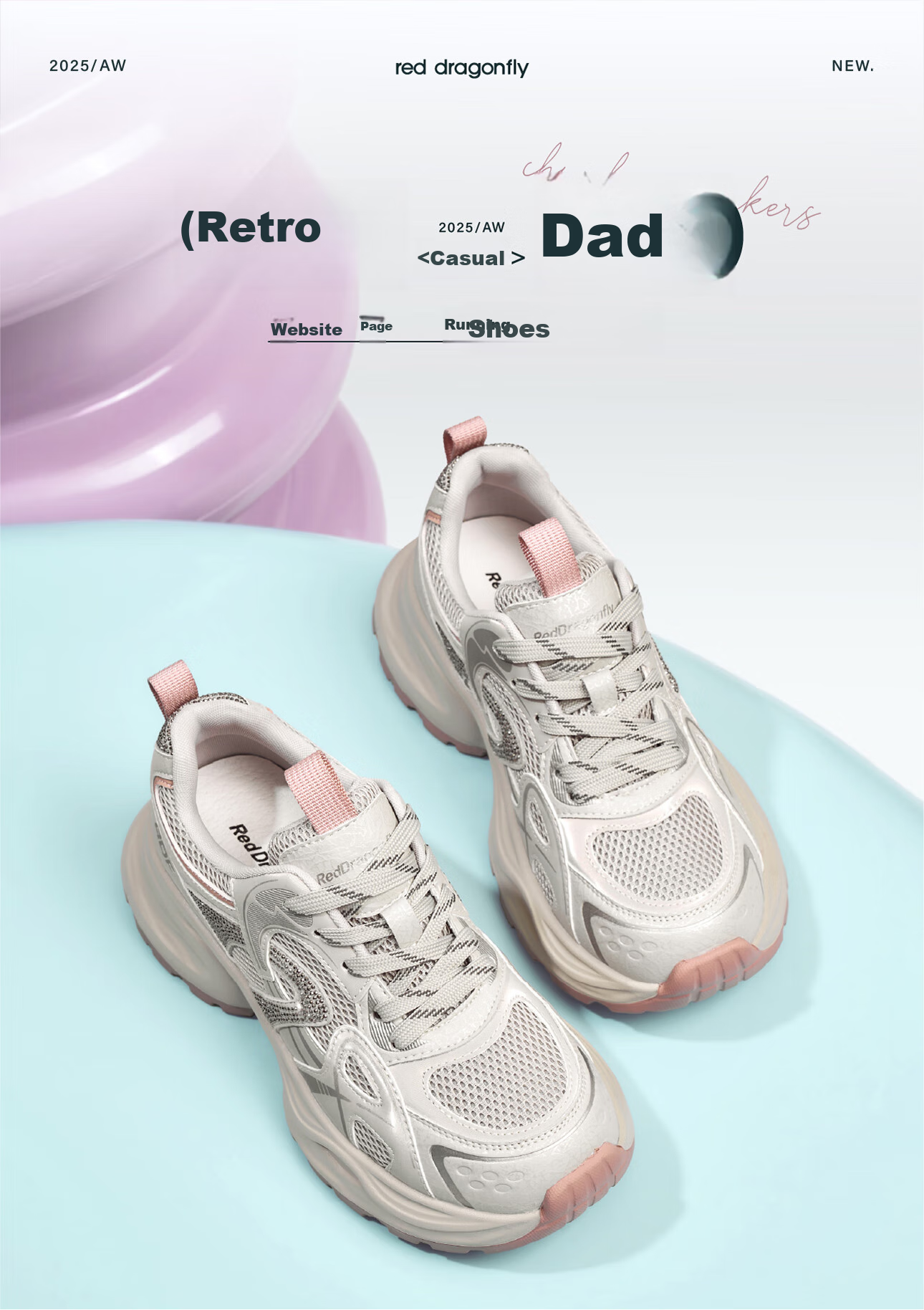 RED DRAGONFLY Chunky Sneakers for Women, Thick-Soled Height-Increasing Versatile Mesh Shoes, Sports Running Shoes WTB35259 Beige Size 36 1