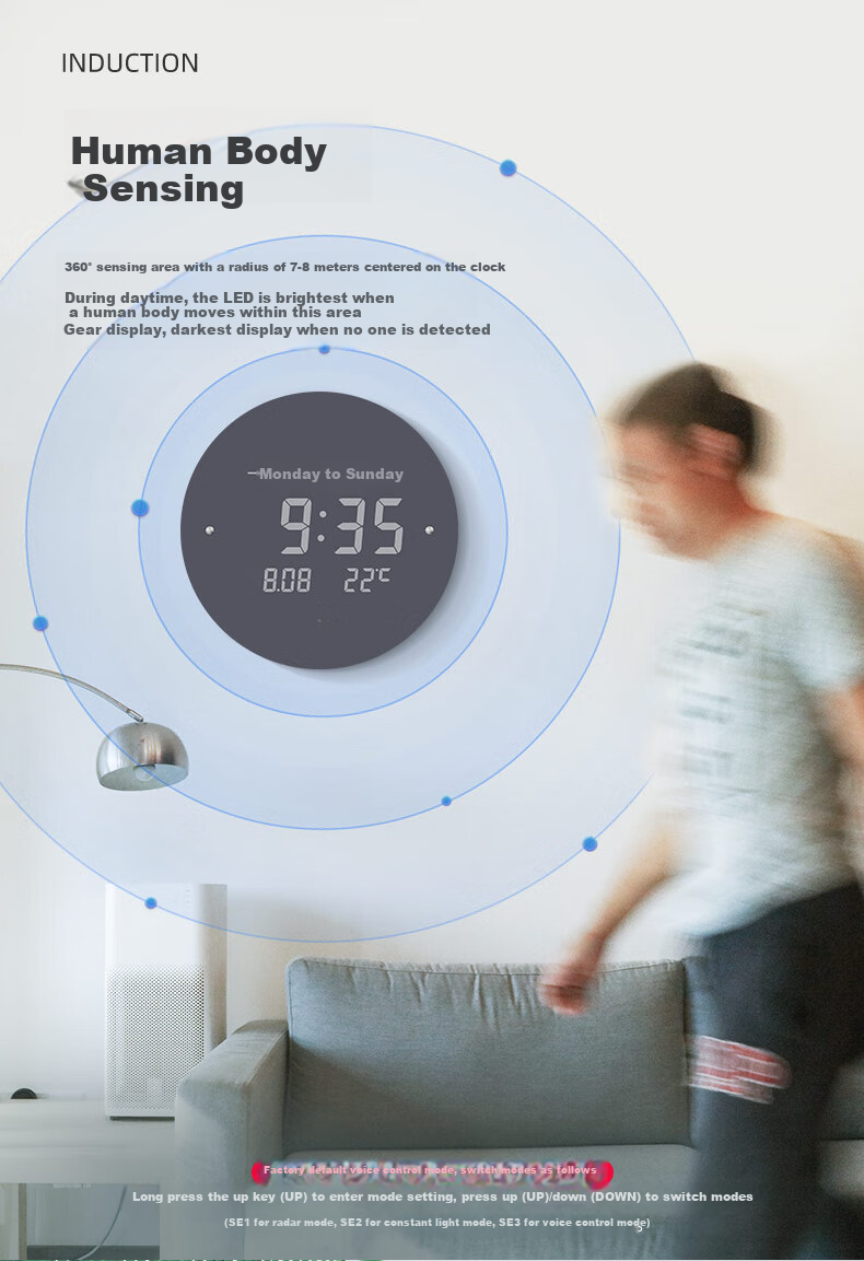 Momen Wall Clock, 30cm LED Cream-Style Clock, Living Room Luxury, No Drilling Required, Electronic Wall Clock, Luminous Timepiece 6