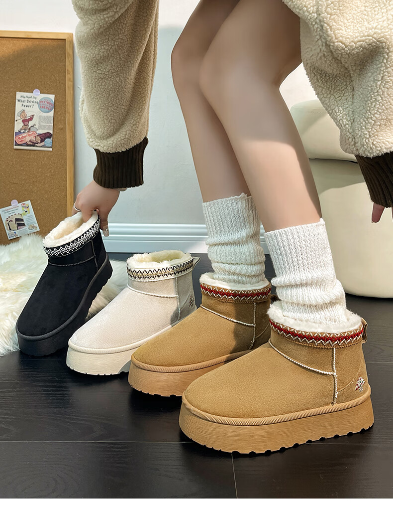 Renben Women's Winter Snow Boots Fleece Lined Thickened Cold Resistant Short Boots Brown Size 36 1
