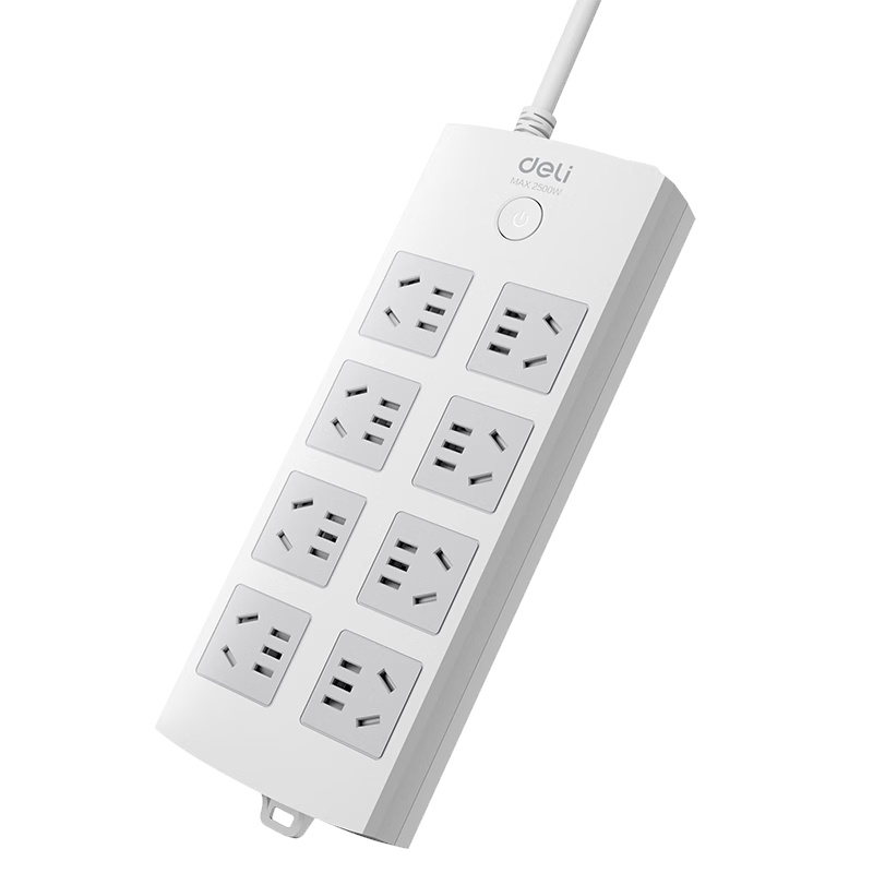 Deli 3C Certified National Standard Safe Power Strip, Power Bar/Extension Cord/Power Board/Power Strip/Trailing Board, Master Switch, Child Safety Lock, 8 Outlets with 5 Meters, 18212