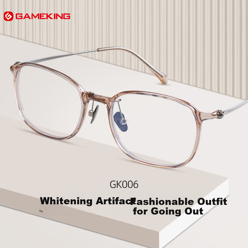 Gameking Myopia Glasses with Blue Light Protection And Radiation Protection for Men And Women, Prescription-Ready Non-Prescription Protective Eyewear GK006 Translucent Brow
