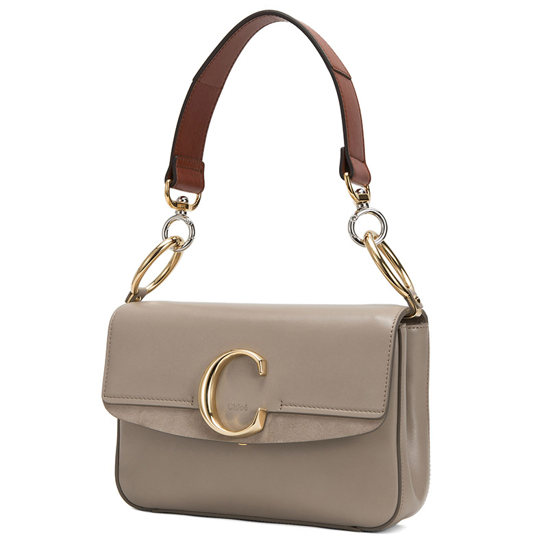 chloe 克洛伊 chloe c系列 女士深灰色牛皮手拎单肩包 chc19ss191a37