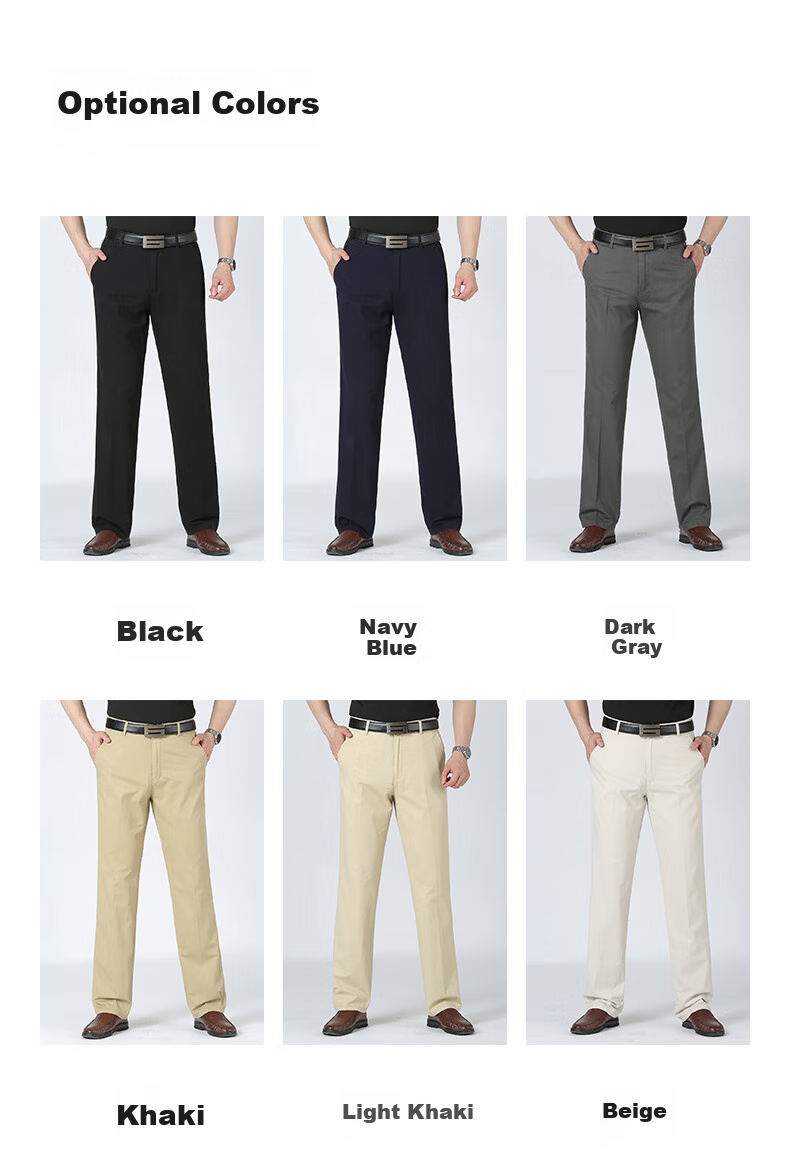 FIRS [100% Cotton Skin-Friendly] Pure Cotton Dress Pants Men's Straight-Leg Trousers Dad's Cargo Business Loose Casual Pants 2