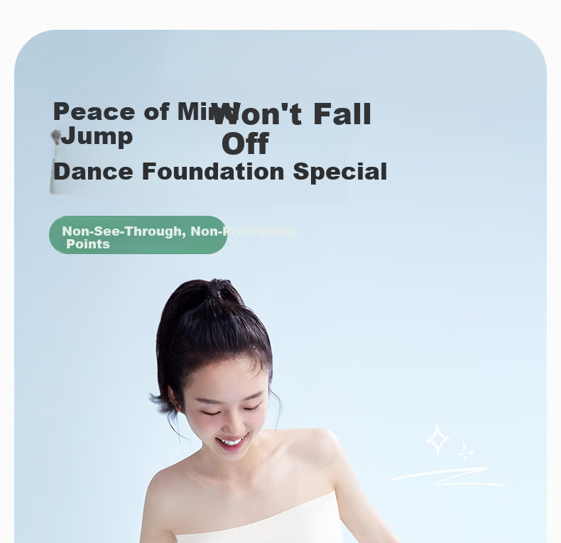 Meiya Ting Dance Student Special Invisible Bra, Teenage Girl Bandeau Anti-Exposure Inner Layer, Middle And High School Students Strapless Invisible Chest Wrap 6