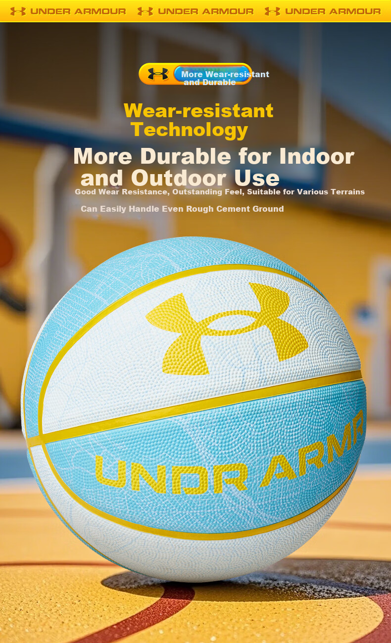 Under Armour Basketball Size 7 for Middle School Students, Youth Competitions, Adults, Indoor And Outdoor Use, Elementary School Students, Non-Slip, Wear-Resistant, Blue Basketball 12