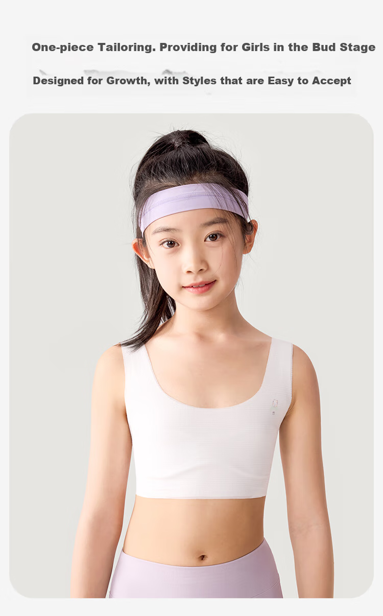 Jiusuiban Children's Underwear for Girls, Ultra-Thin Mesh Bra for Puberty, Cotton-Padded Anti-Nipple Show Bra for Ages 8-10, Camisole 8