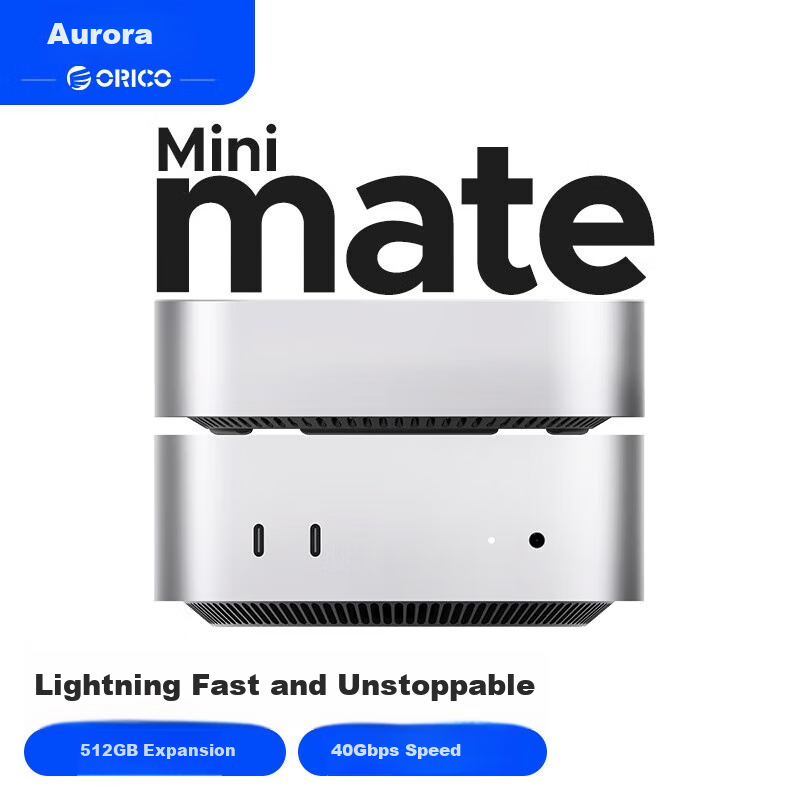ORICO Mac Mini Thunderbolt 3 Desktop Portable SSD, 40Gbps High-Speed Storage Expansion, 4TB High-Speed Transfer, MiniMate Cooling Base M4T3-512G