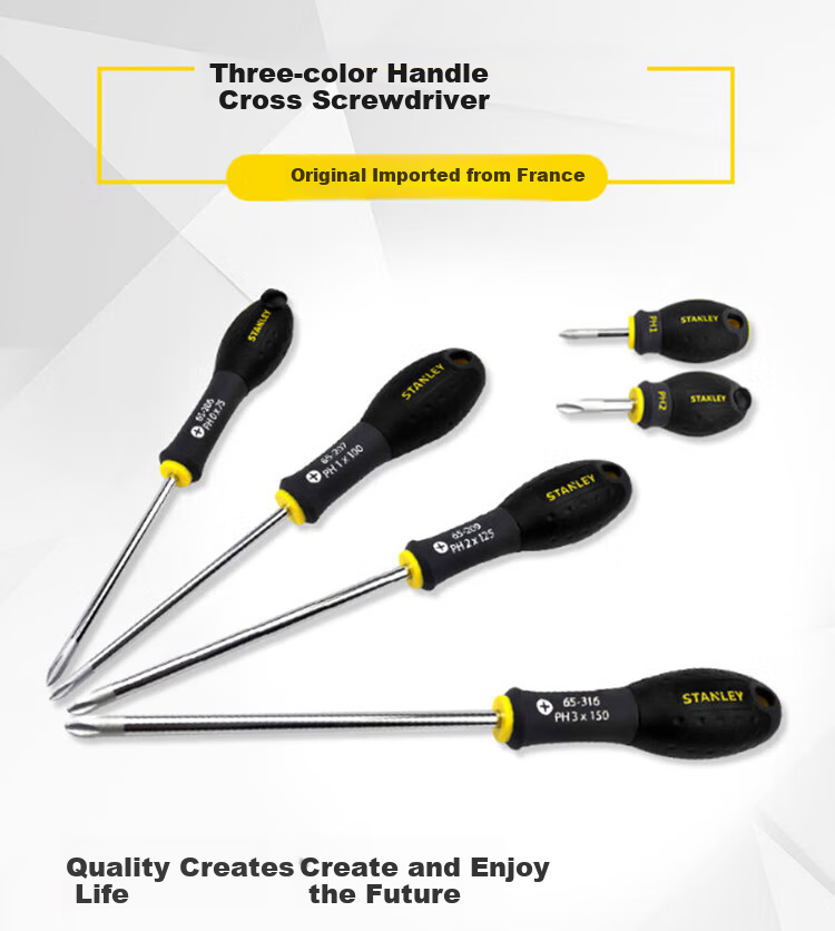 STANLEY Household Screwdriver Set, Phillips And Flathead with Three Colors of Handles, Industrial Grade Screwdriver, Small Phillips Head PH1X100, Phillips 65-207 1
