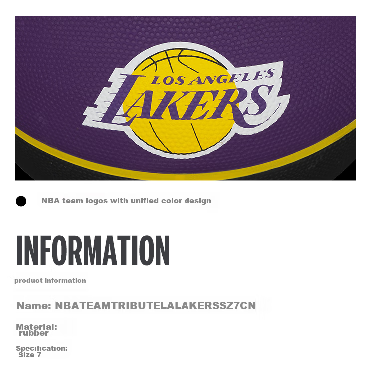 Wilson NBA Team Rubber Graffiti Series, Lakers Youth Adult Outdoor Size 7 Basketball 6