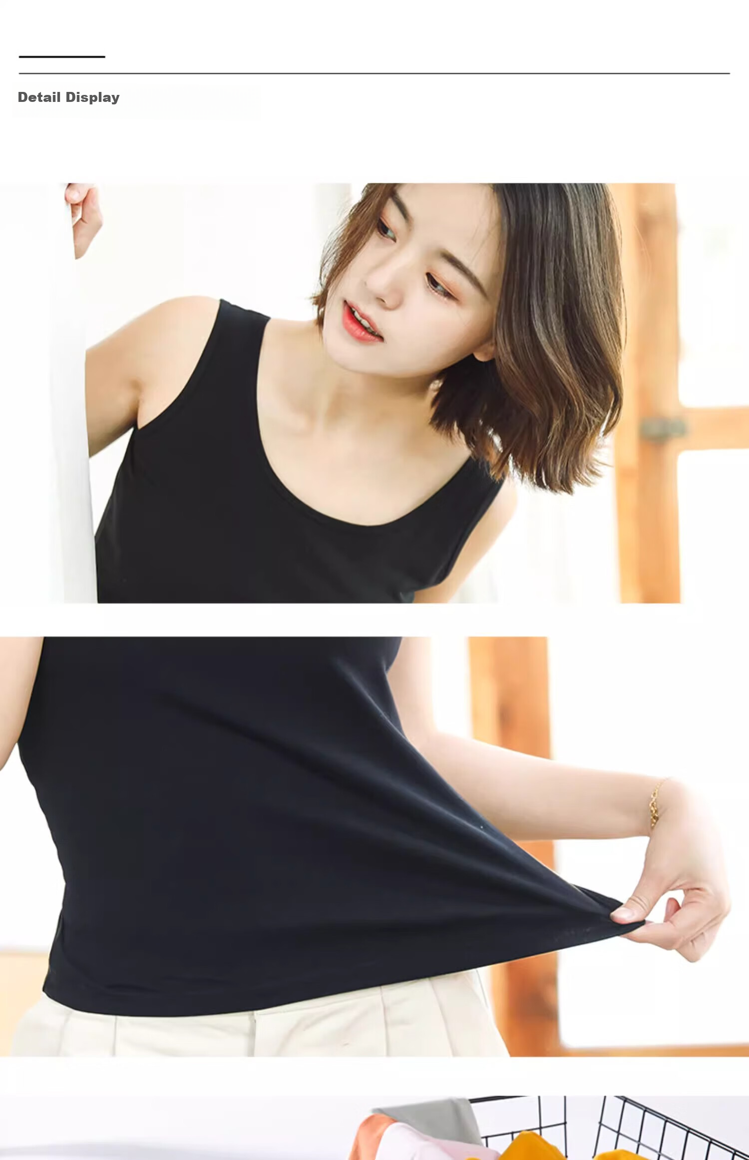 Hengyuanxiang Women's Autumn Pure Cotton Knitted Camisole, Suitable for Outer Wear, Stylish Inner Layering, Base Layer Sports Vest, Small Spaghetti Strap Top 4