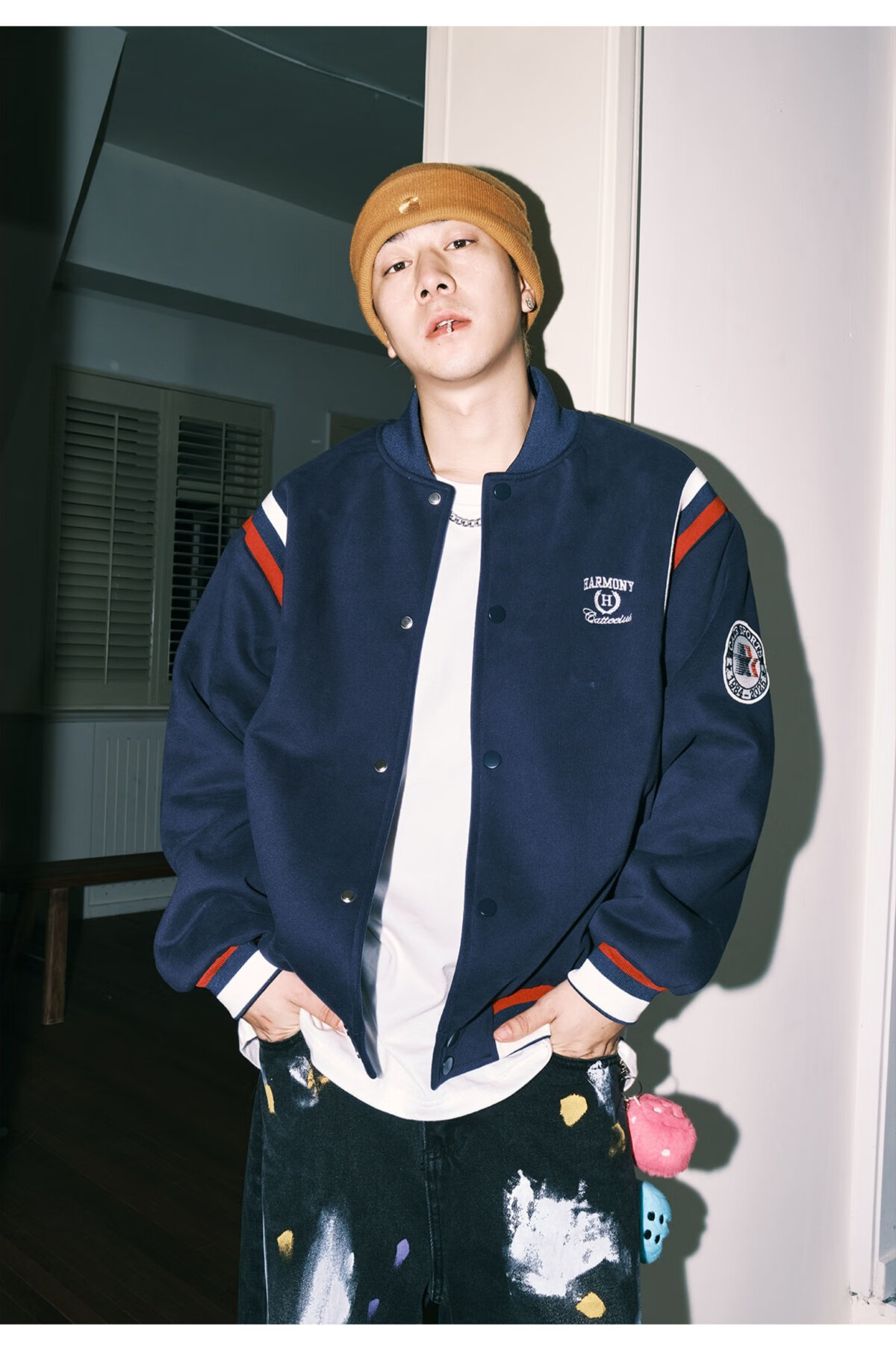 LEMANISM American Vintage Baseball Jacket Men 2025 Couple Style Trendy Cleanfit Navy Blue 2XL 8