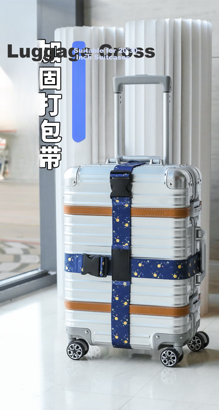 Banzheni Triple Fixed Strap Cross Packing Belt for International Shipping, Luggage Binding Strap, Travel Security Packing Belt with Luggage Tag, Red 3