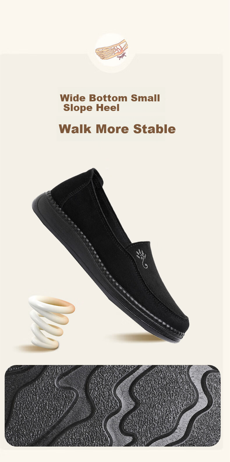 Ankang Old Beijing Cloth Shoes for Women, Spring And Autumn Soft-Soled Mom Shoes, Slip-On Flat Grandma Shoes, A9013, Black, Size 38 8