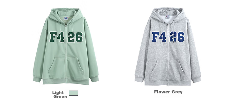 F426 Self-Operated Store National Trend Autumn Loose Versatile Couple Style Patchwork Embroidery Large LOGO Cardigan Sweatshirt Jacket, Floral Gray, Size S 6