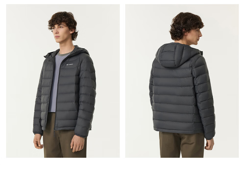 Tanboer Men's Short down Jacket with Hood, Versatile Warm Coat for Autumn And Winter, Inner Liner TA5330259D, Meteor Gray, Size 175 8