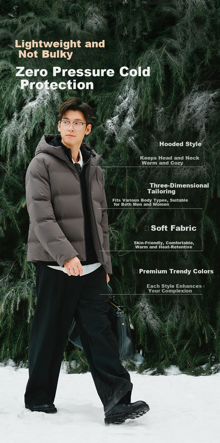 JD Jingzao Seamless Goose Down Jacket Unisex Couple Hooded Winter Warm Coat Black 3XL 5