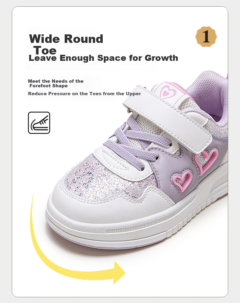 Follow Me Girls' Casual Sneakers Spring Autumn Breathable Soft Sole Non-Slip Sports Shoes White/Purple Size 30 2