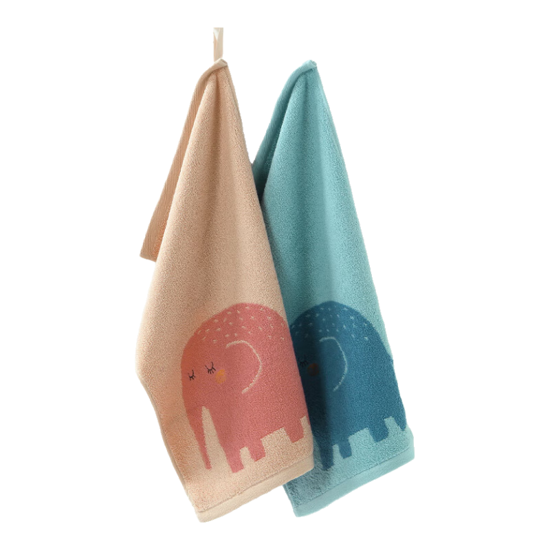 KING SHORE Class A Pure Cotton Children's Towel, Student Towel, Jacquard Absorbent Small Towel, Girls' Towel, 2 Pieces, Large Jacquard Craftsmanship