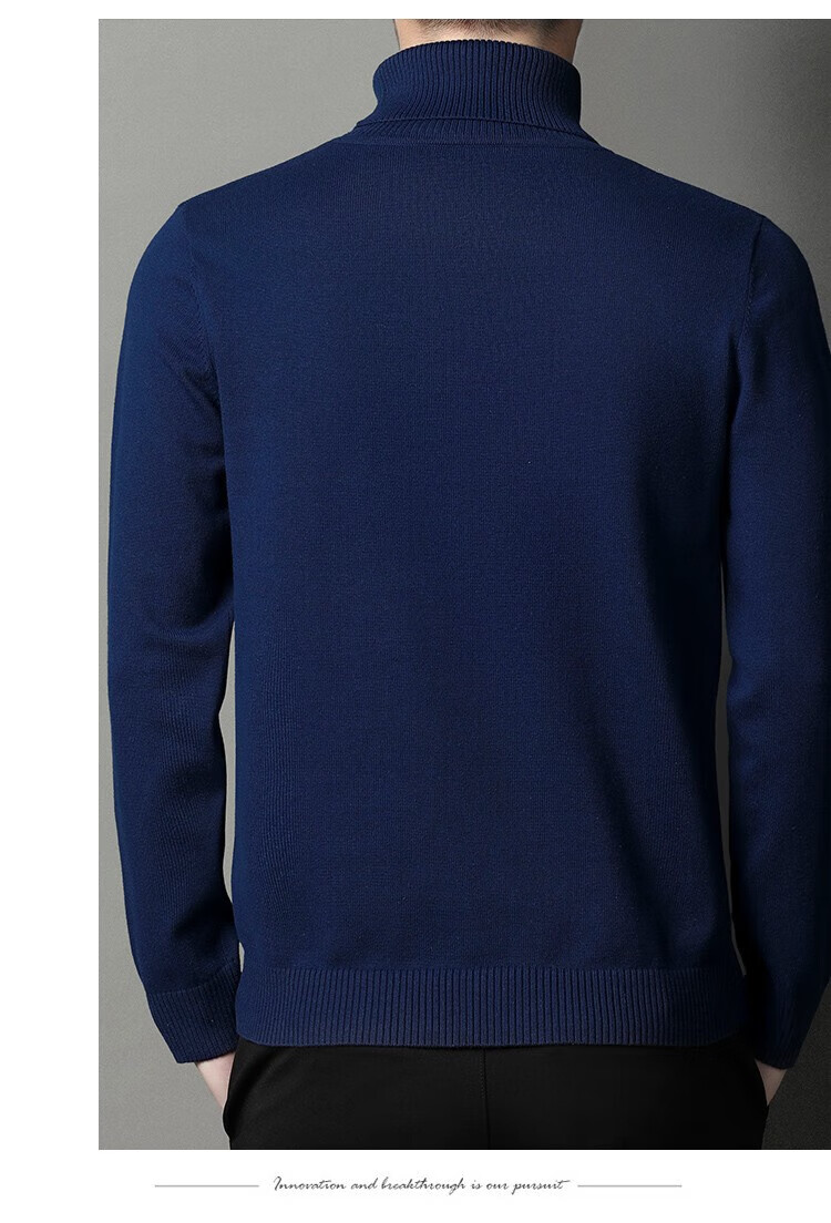 MULINSEN Men's Turtleneck Sweater Autumn Winter Warm Pure Cotton New Year Base Knitwear Wine Red XL 9