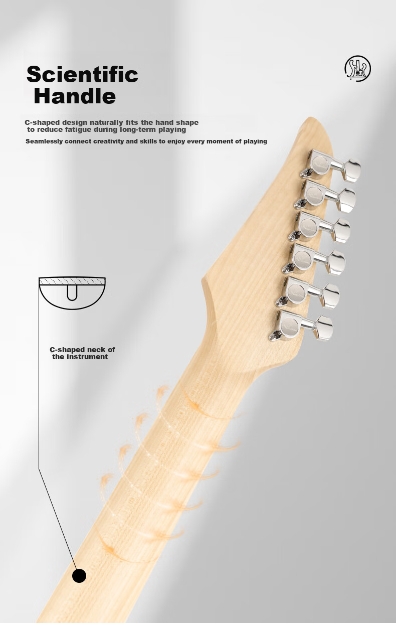 Minsine Electric Guitar for Beginners, Suitable for Male And Female Students, Primary And Secondary School Students, Adults, Universal Single Tremolo ST Electric Guitar Entry-Level Musical Instrument 3