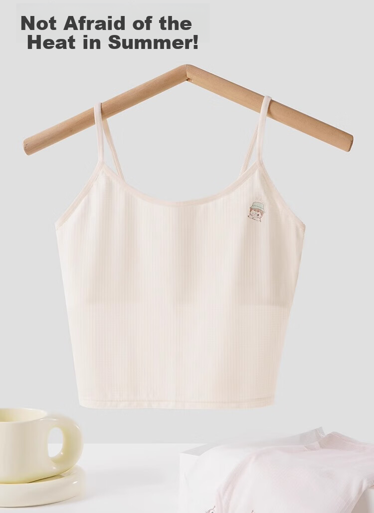 LangSha Girls' Underwear for Puberty, Elementary School Students, Children, Seamless Anti-Nipple Show, Long Camisole, Breathable Undershirt for Young Girls 2
