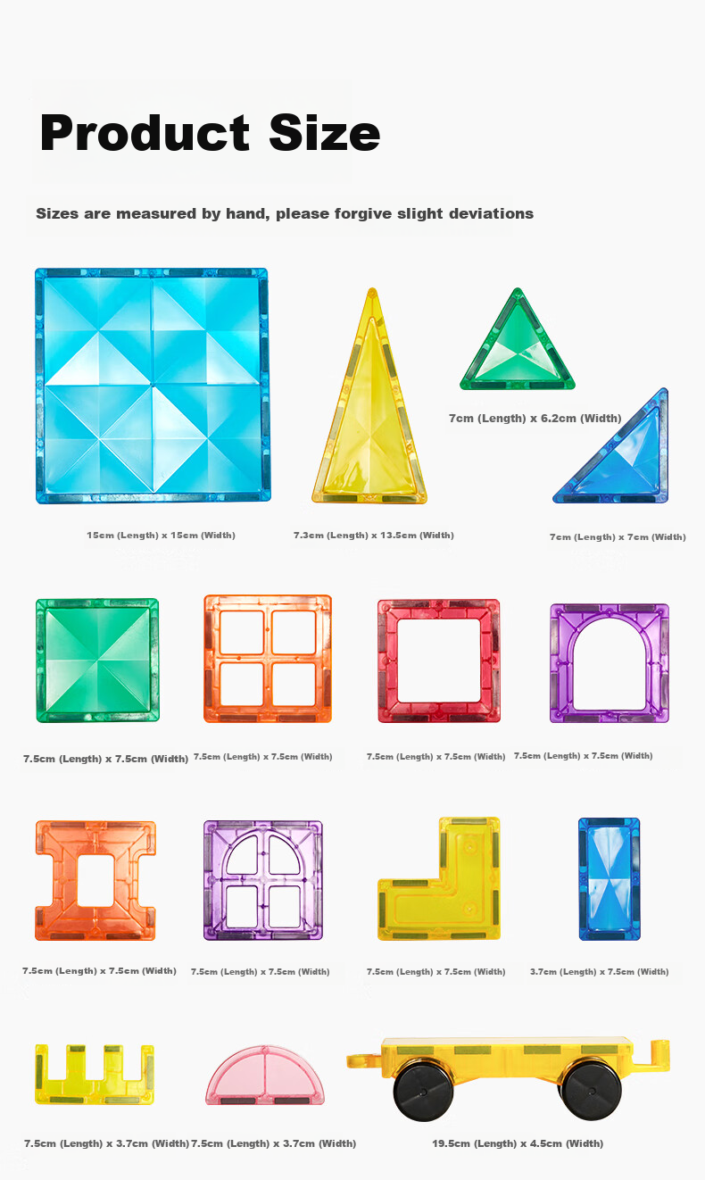 Beienshi Children's Building Blocks Toy, Magnetic Tiles with Colored Windows, for Ages 3-6, Assembly Puzzle, Birthday Gift, 100 Pieces 12