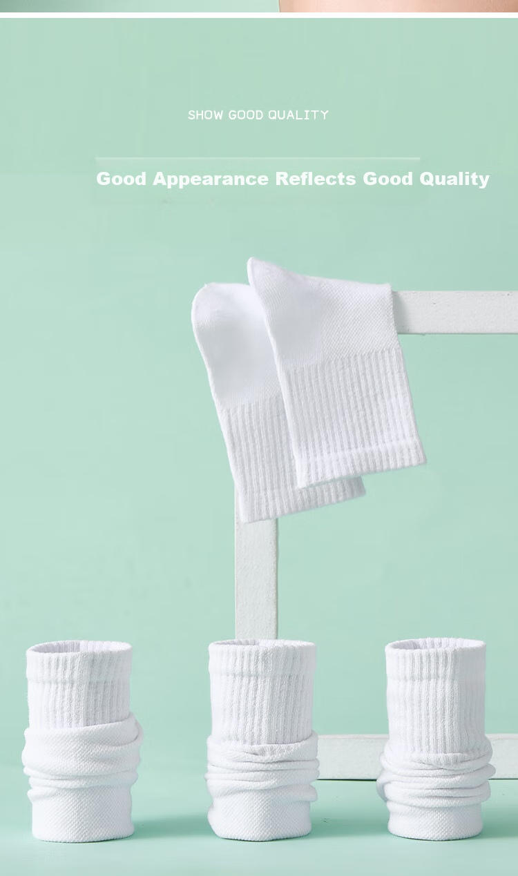 LangSha Kids Socks Boys Girls Summer Thin Mesh Mid-Calf White Cotton Socks 5 Pairs Pure White 3XL 6