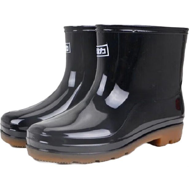 Warrior Men's Waterproof Rain Shoes Non-Slip Durable Rubber Shoes Lightweight Chef Rain Boots Short Tube 557 Black Size 44