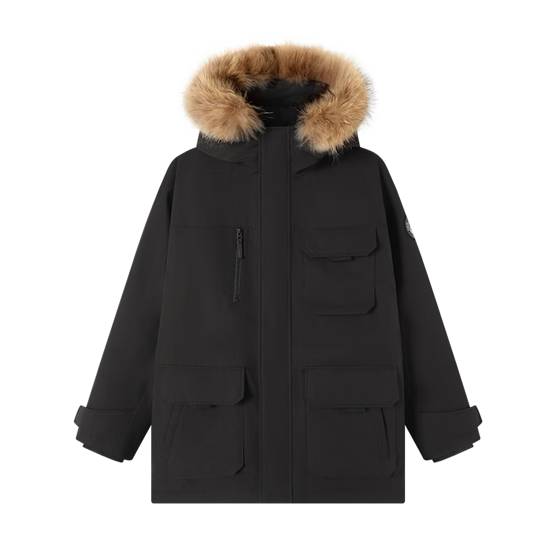 JD Original Imported Extreme Cold 95% Goose down Jacket, Men's And Women's Winter Coat, New Mid-Length Style, Obsidian Black, 2XL