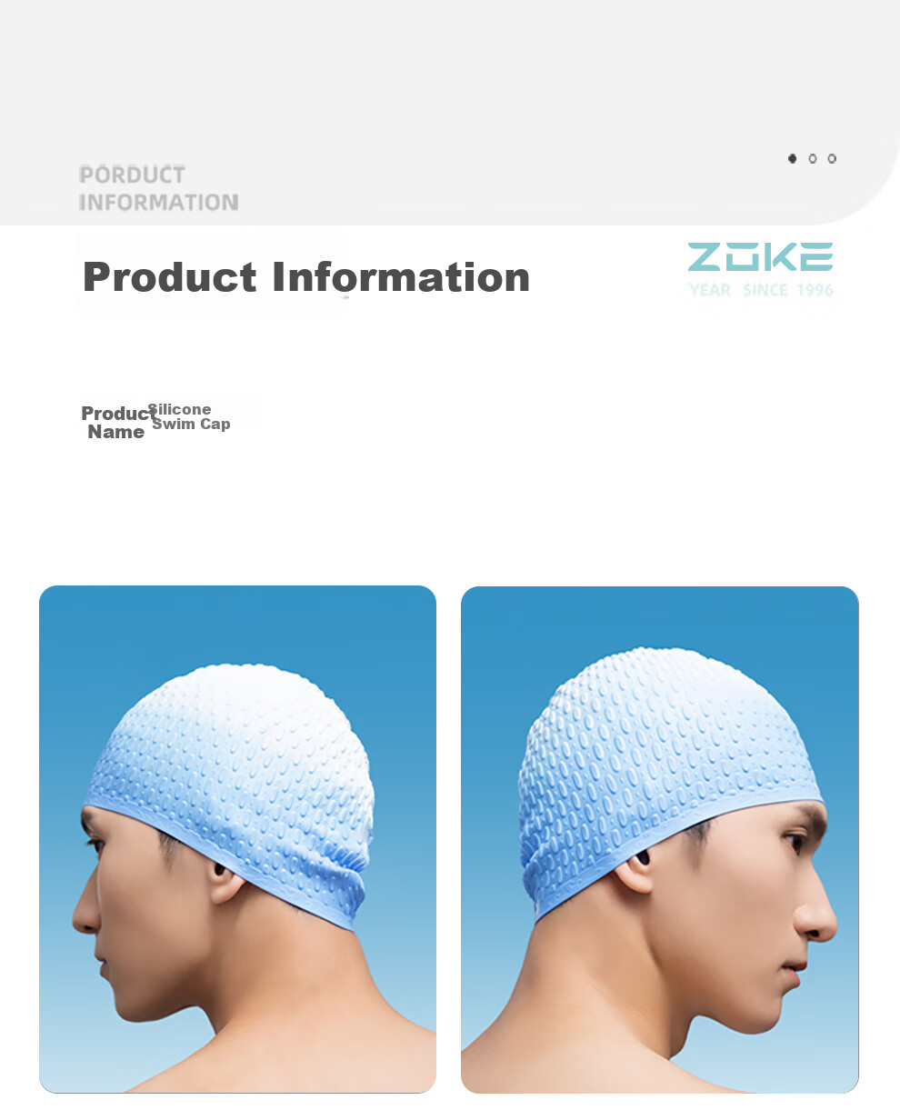 ZOKE Adult Silicone Swimming Cap, Non-Constricting, Waterproof, Professional Swim Cap, 624503211-1 2