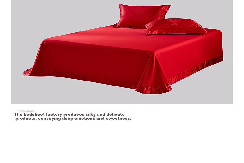 Shuixingjiafang Wedding Bedding Set of Four Pieces, Century-Long Perfect Match Jacquard Red Wedding Bed Sheet And Duvet Cover, New Marriage Gift, 1.5m Home Furniture Store 30