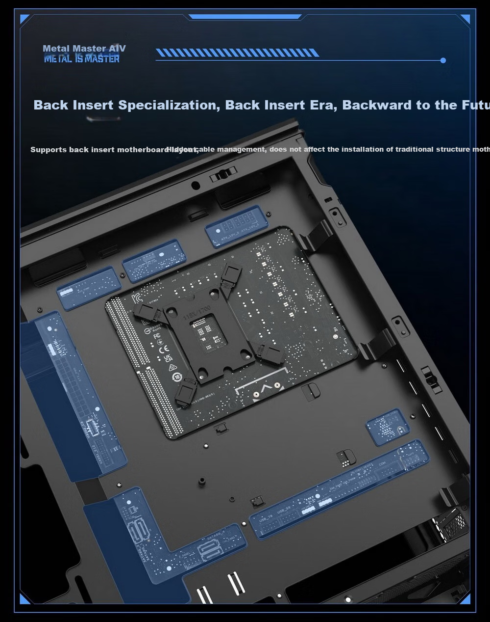 Yingchi Metal Master Dark Knight Gaming Computer Case (ATX, Supports 360mm Water Cooling, Quick Disassembly, Top And Bottom Compartment View, TYPE-C, Parts Box, Cable Management) 11
