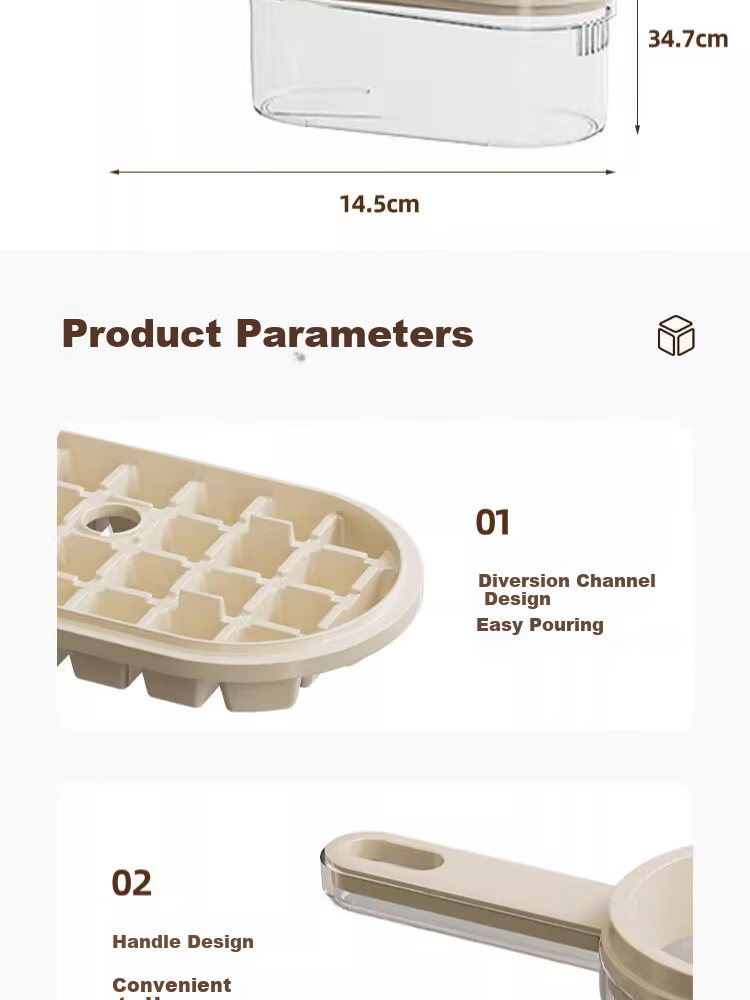 Jingmao Ice Cube Mold, Ice Tray, Freezer Mold, Ice Cube Maker with Storage Box, Double-Layer 56 Compartments, Includes Ice Scoop, Food Grade 14