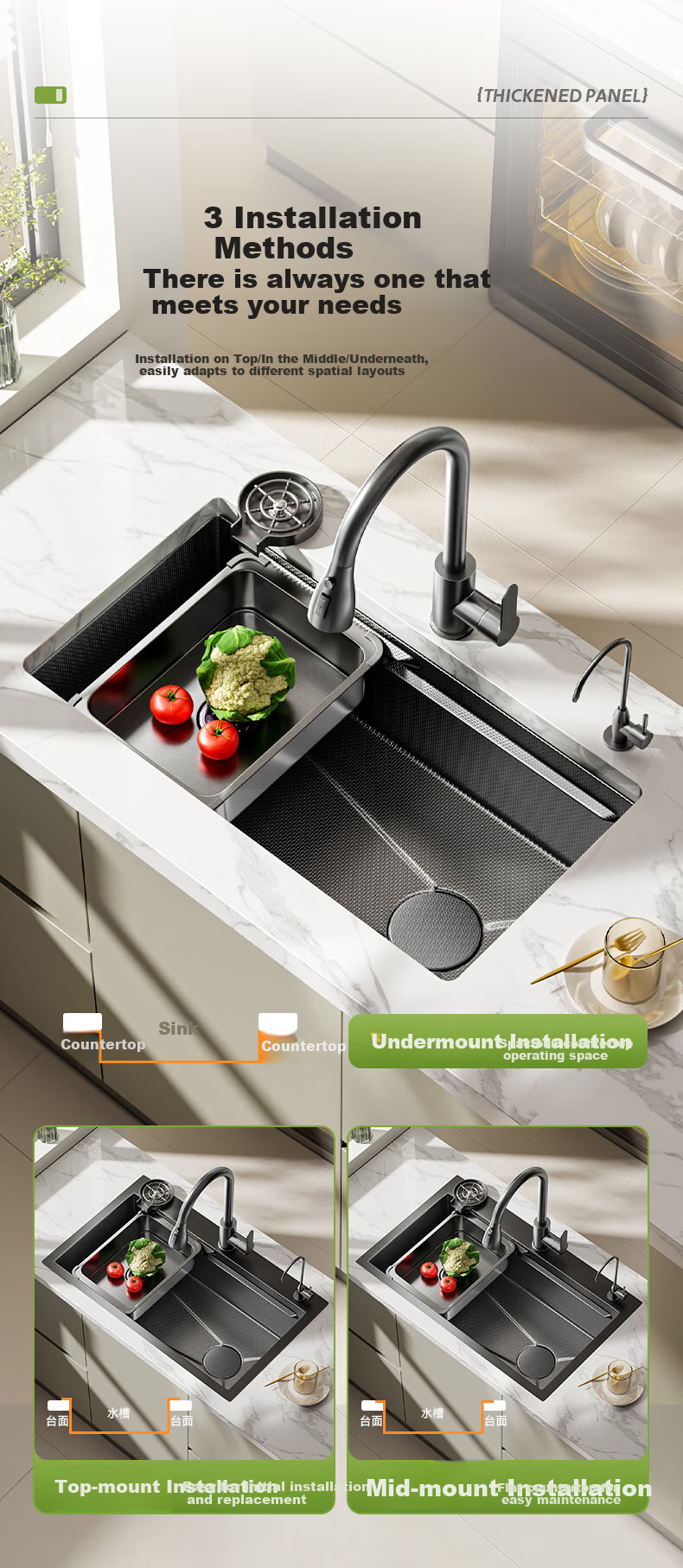 MJONI [15% Refreshing Subsidy] Kitchen Sink Large Single Basin, Vegetable Washing Sink Integrated Basin, 304 Stainless Steel Dishwashing Sink 19