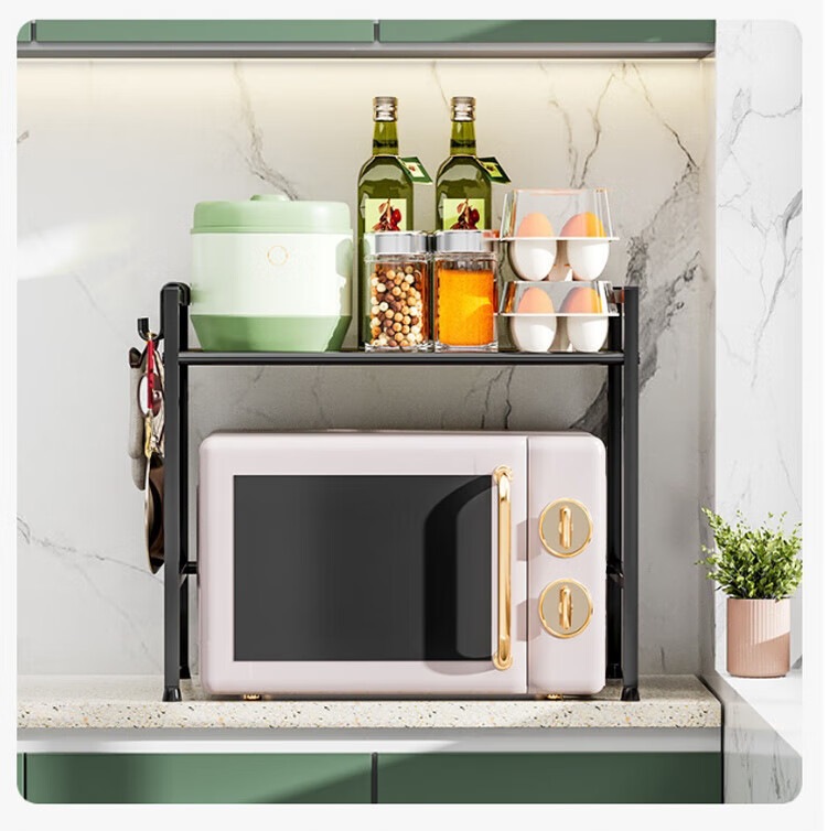Ouranzo Kitchen Storage Rack Microwave Oven Rack Oven Rack Household Countertop Rice Cooker Storage Rack Multifunctional Storage Rack 11