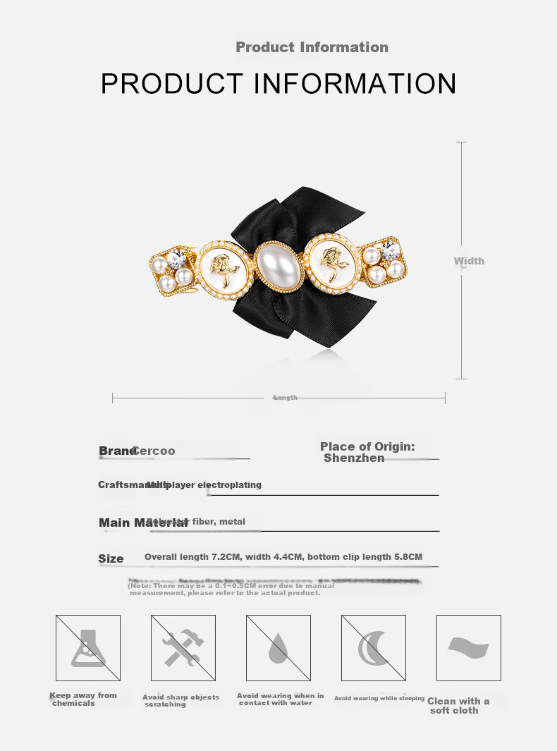 Cercoo Elegant Fabric Bow Parallel Clip Vintage Stylish Hair Clip for Women's Back of Head, Hair Accessory Gift for Girlfriend 2