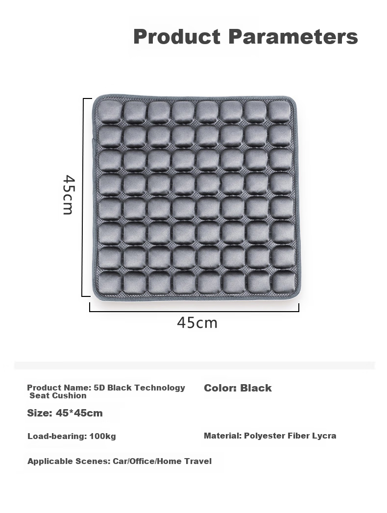 Dijialun 5D Pressure-Relieving Car Seat Cushion, Front Single-Seat Square Pad, Non-Airbag Inflatable Office Seat Cushion, Buttocks-Shaping Wheelchair 3D Comfortable Breathable Long-Sitting Car Seat Four Seasons Pad, 45*45 Black 14
