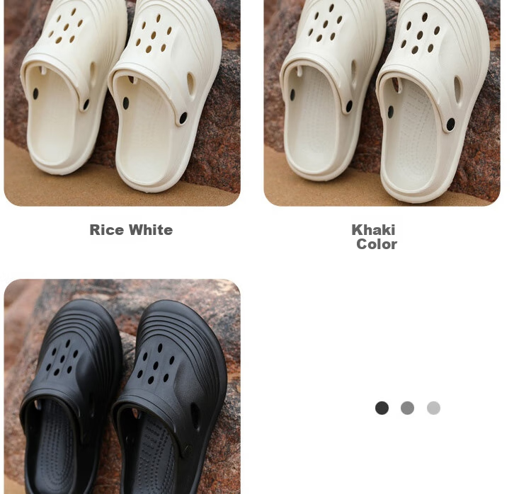 Huameijianbu Plain Color Men's Perforated Slippers, Indoor And Outdoor Wear, Shock-Absorbing, Non-Slip, Beach Sandals, HL2434, Off-White, Size 42-43 18