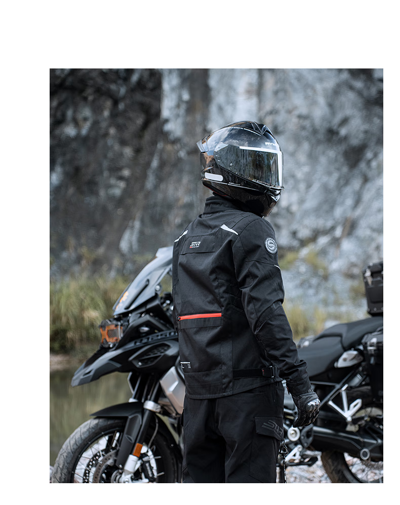 STAR FIELD KNIGHT Motorcycle Riding Jacket, Summer And All-Season Warm Fleece-Lined, Outdoor Motorbike Travel Gear, Black, Size 3XL 37