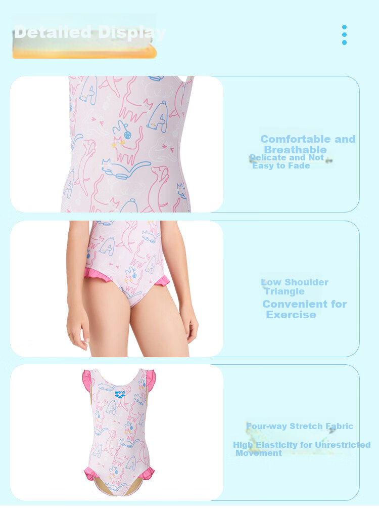 Arena Children's Sleeveless Swimsuit for Girls, Playful One-Piece Swimwear with Cute Printed Design, Sun Protection, Comfortable Fit, High Elasticity, Chlorine-Resistant Swimming Costume 5