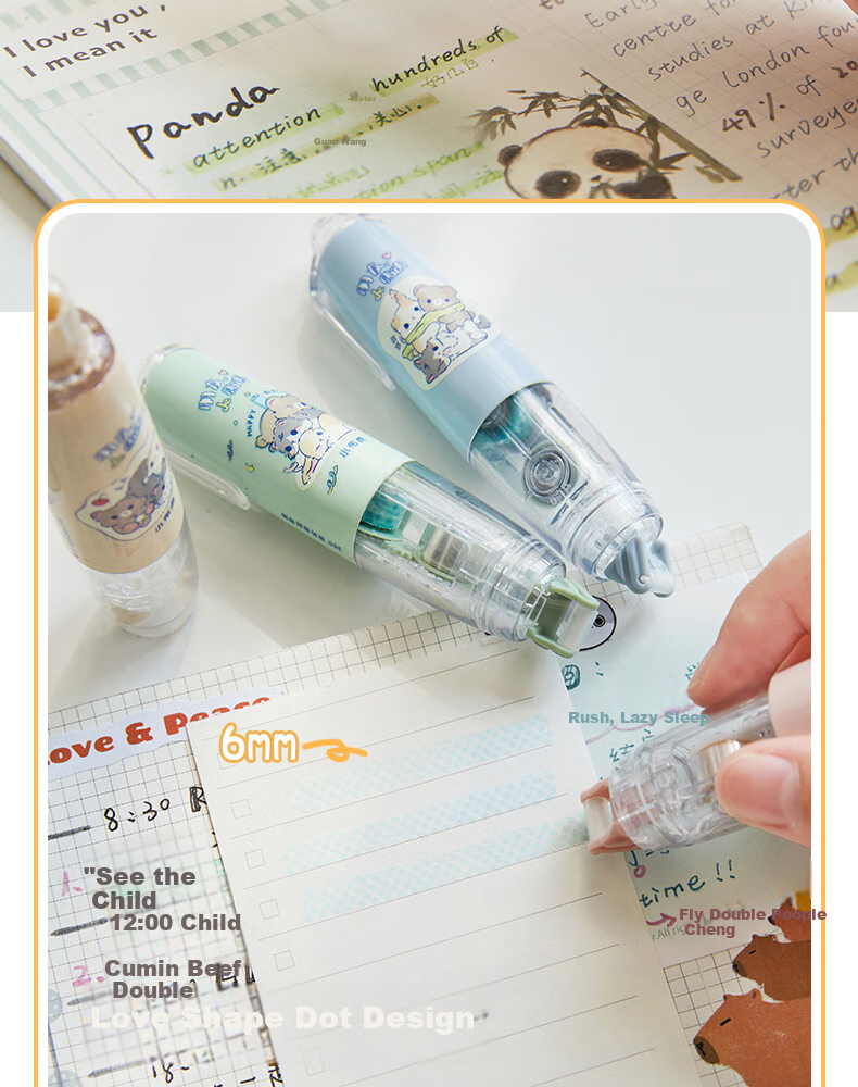 Sannianerban 4-Pack Retractable Dot Glue, Children's High-Quality Large-Capacity Double-Sided Adhesive Pen with Replaceable Refills, Traceless Glue, Round Dot Glue, Solid Glue, Patterned in 4 Colors 5