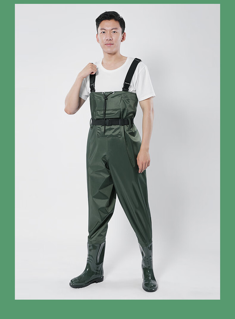 BOLOLANZHI Thickened Waterproof Overalls Rain Pants Water Shoes Full-body Waterproof Bib Pants Half-body Waders Customizable 18