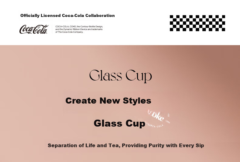 Germ Coca-Cola Tea Separation Glass Cup, High-Value Floral Tea Cup for Women, Car Cup Holder, 550ML, Sparkling Purple 1