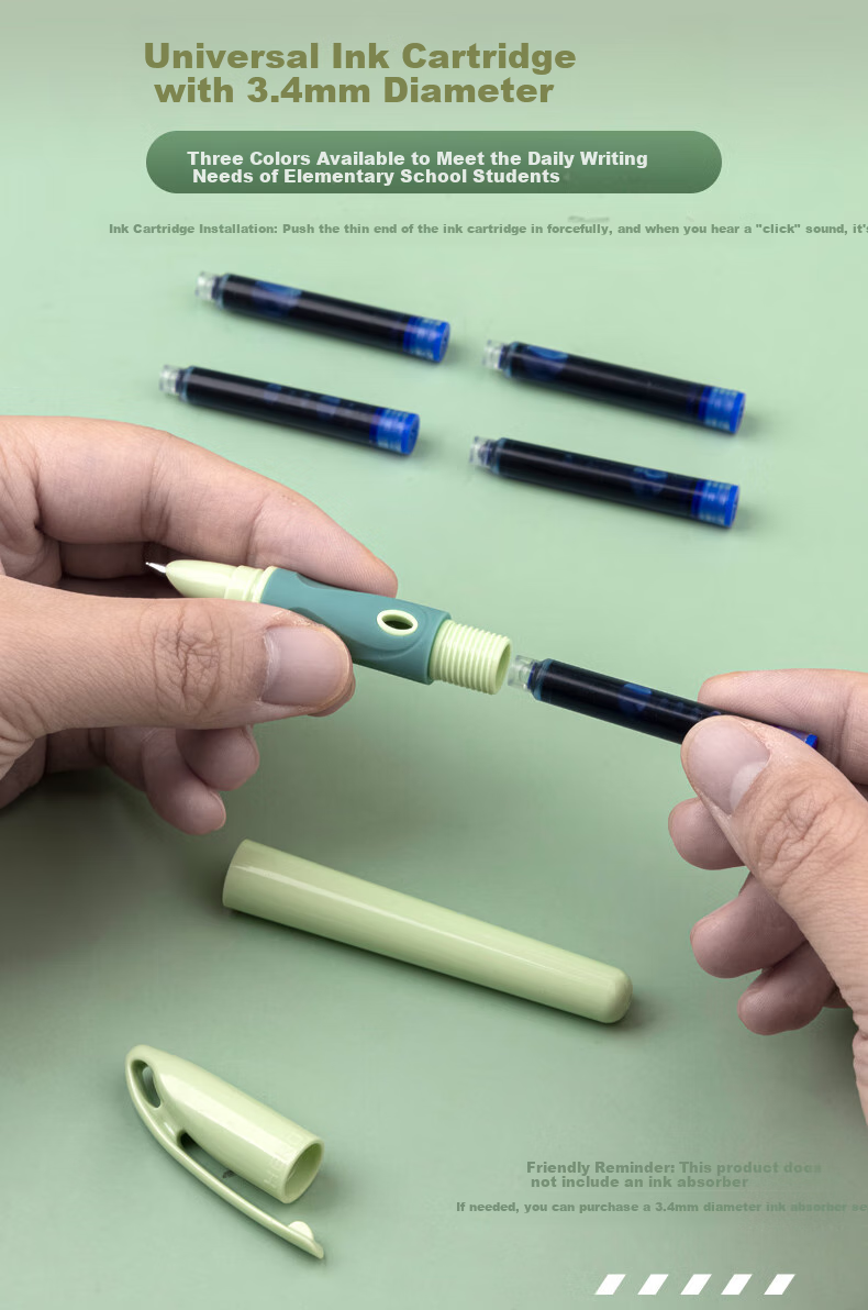 HERO Fountain Pen P200 Ergonomic Fountain Pen with Replaceable Ink Cartridges for Third Grade Elementary School Students (20 Free Ink Cartridges Included), Pink *3 7