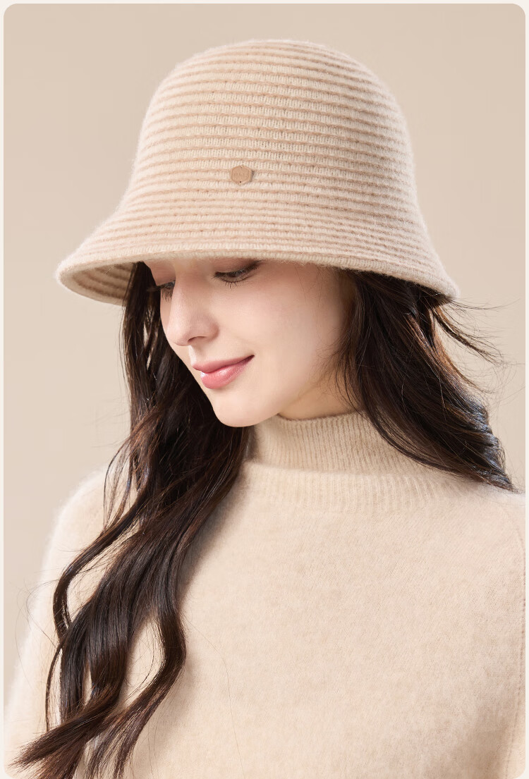 JIUMU Wool Warm Fisherman Hat Autumn Winter Slim Face Bucket Hat Elegant Fedora Winter Windproof Cold Resistant Hat for Women 6