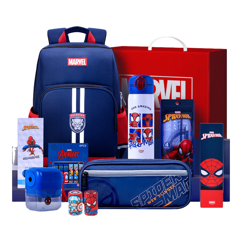 Disney Backpack Set for Boys Grades 3-6 with Stationery and Insulated Water Bottle School Supplies Gift